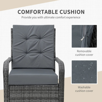 Outsunny 2-Seater Rattan Table & Chair, Bistro Garden Furniture Set Wicker Table for Small Patio, Waterproof Cover Included