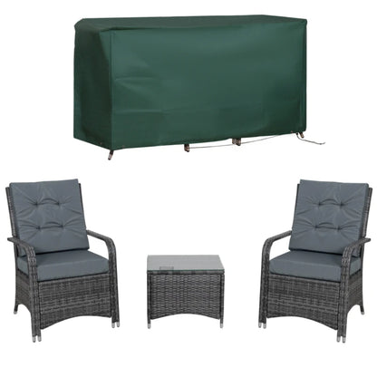 Outsunny 2-Seater Rattan Table & Chair, Bistro Garden Furniture Set Wicker Table for Small Patio, Waterproof Cover Included