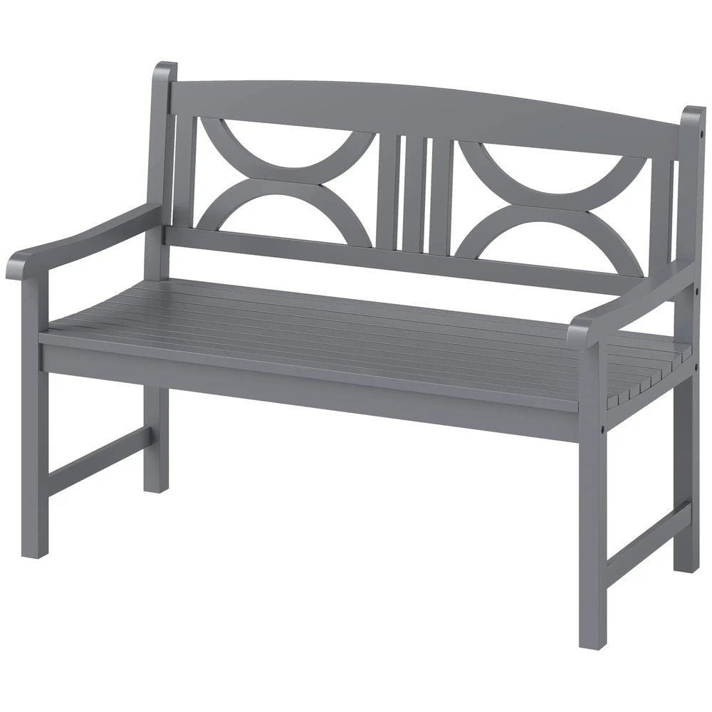 Outsunny 2-Seater Wooden Garden Bench Outdoor Patio Loveseat for Porch, Grey 10