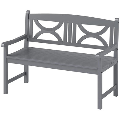 Outsunny 2-Seater Wooden Garden Bench Outdoor Patio Loveseat for Porch, Grey 10
