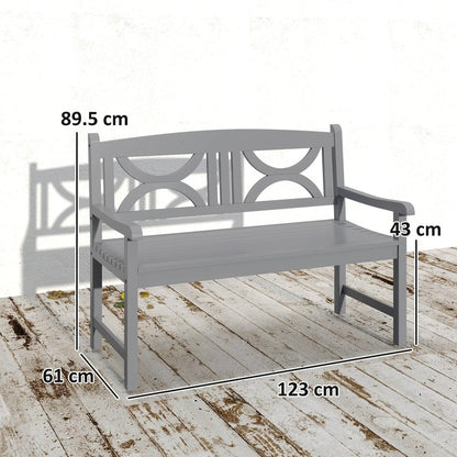 Outsunny 2-Seater Wooden Garden Bench Outdoor Patio Loveseat for Porch, Grey 2