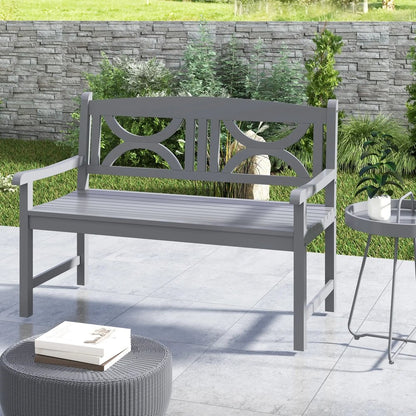 Outsunny 2-Seater Wooden Garden Bench Outdoor Patio Loveseat for Porch, Grey 7