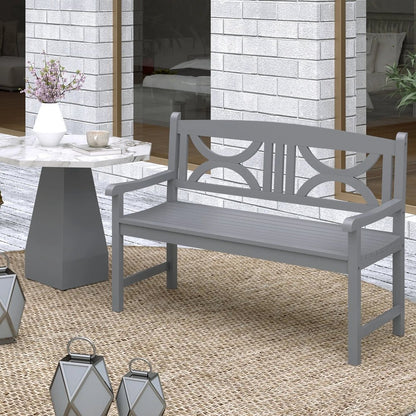 Outsunny 2-Seater Wooden Garden Bench Outdoor Patio Loveseat for Porch, Grey 8