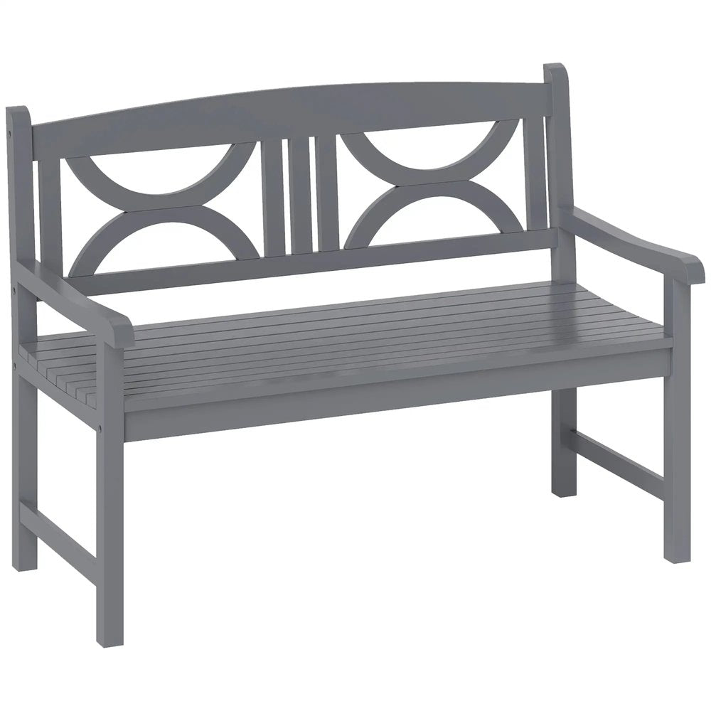 Outsunny 2-Seater Wooden Garden Bench Outdoor Patio Loveseat for Porch, Grey 