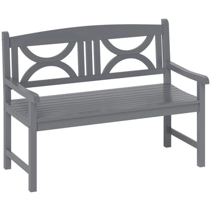 Outsunny 2-Seater Wooden Garden Bench Outdoor Patio Loveseat for Porch, Grey 