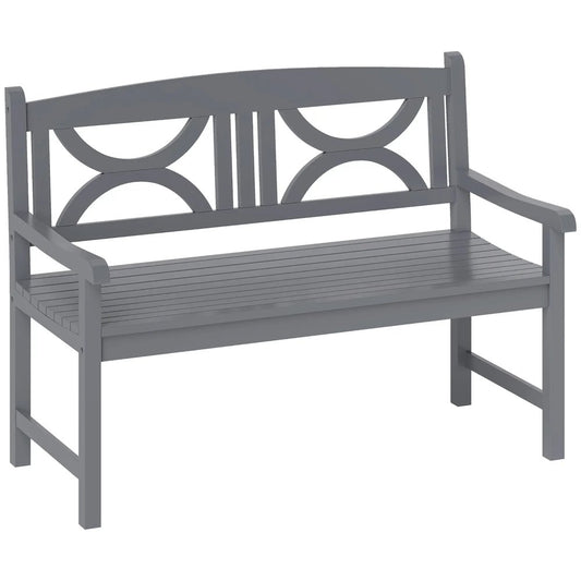 Outsunny 2-Seater Wooden Garden Bench Outdoor Patio Loveseat for Porch, Grey 