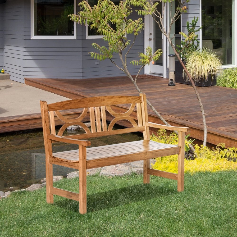 Outsunny 2-Seater Wooden Garden Bench Outdoor Patio Loveseat for Yard, Lawn, Porch, Natural 10