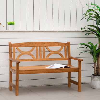 Outsunny 2-Seater Wooden Garden Bench Outdoor Patio Loveseat for Yard, Lawn, Porch, Natural 11