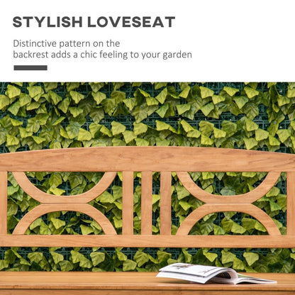 Outsunny 2-Seater Wooden Garden Bench Outdoor Patio Loveseat for Yard, Lawn, Porch, Natural 3