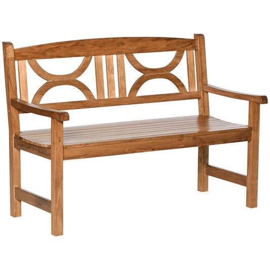 Outsunny 2-Seater Wooden Garden Bench Outdoor Patio Loveseat for Yard, Lawn, Porch, Natural 