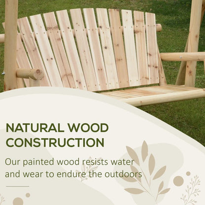 Outsunny 2 Seater Wooden Garden Swing Chair, Larch Wood Porch Swing Seat Bench Lounger for Outdoor Patio Garden, 300kg Capacity 5