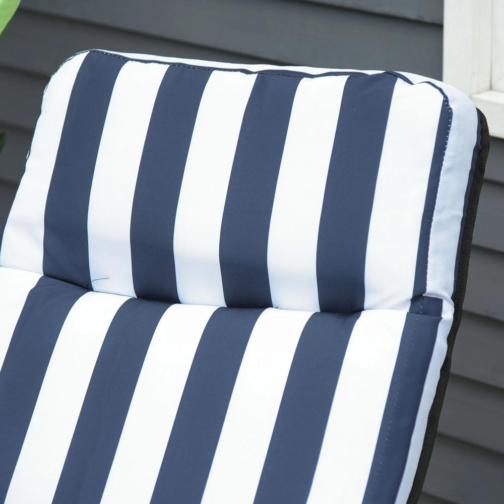 Outsunny 2Pc Folding Sun Loungers Set-Blue/White 7