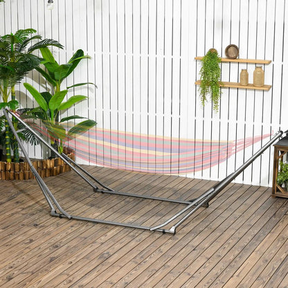 Outsunny 3 in 1 Foldable Hammock Stand, Portable Hanging Chair Stand with Metal Frame, Clothes Drying Rack, Load Capacity 120kg, for Patio, Garden, Fits 8.9ft Hammocks, Black 1