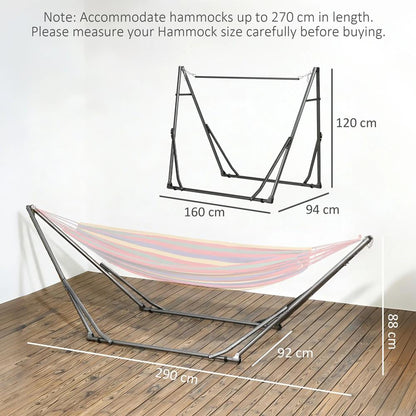 Outsunny 3 in 1 Foldable Hammock Stand, Portable Hanging Chair Stand with Metal Frame, Clothes Drying Rack, Load Capacity 120kg, for Patio, Garden, Fits 8.9ft Hammocks, Black 2