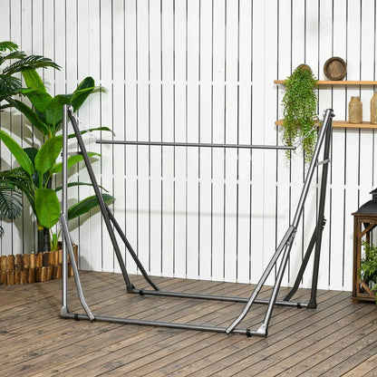 Outsunny 3 in 1 Foldable Hammock Stand, Portable Hanging Chair Stand with Metal Frame, Clothes Drying Rack, Load Capacity 120kg, for Patio, Garden, Fits 8.9ft Hammocks, Black 7