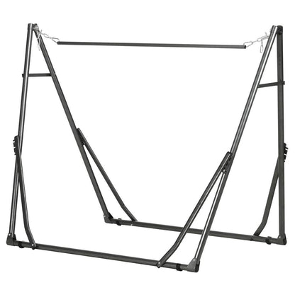 Outsunny 3 in 1 Foldable Hammock Stand, Portable Hanging Chair Stand with Metal Frame, Clothes Drying Rack, Load Capacity 120kg, for Patio, Garden, Fits 8.9ft Hammocks, Black 9