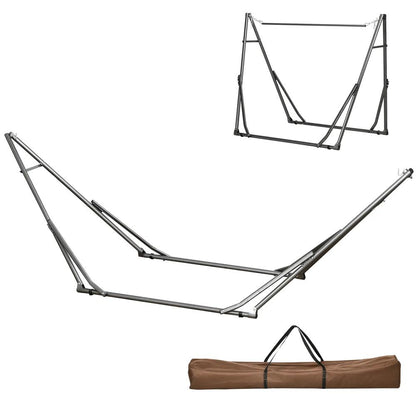 Outsunny 3 in 1 Foldable Hammock Stand, Portable Hanging Chair Stand with Metal Frame, Clothes Drying Rack, Load Capacity 120kg, for Patio, Garden, Fits 8.9ft Hammocks, Black 