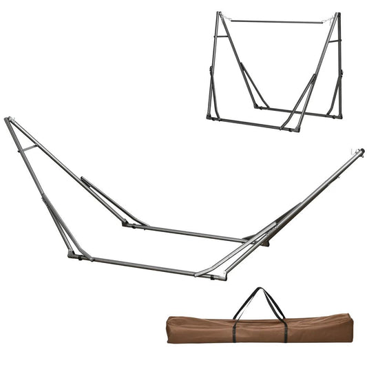 Outsunny 3 in 1 Foldable Hammock Stand, Portable Hanging Chair Stand with Metal Frame, Clothes Drying Rack, Load Capacity 120kg, for Patio, Garden, Fits 8.9ft Hammocks, Black 