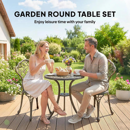 Outsunny 3 Pcs Aluminium Bistro Set Garden Furniture Dining Table Chairs Outdoor Seat Patio Seater Brown 5