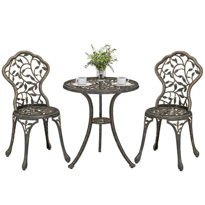 Outsunny 3 Pcs Aluminium Bistro Set Garden Furniture Dining Table Chairs Outdoor Seat Patio Seater Brown 9