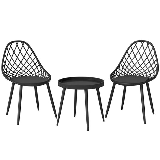Outsunny 3-Piece Outdoor Bistro Set with 2 Chairs and Round Table for Garden, Balcony, Porch, Black 