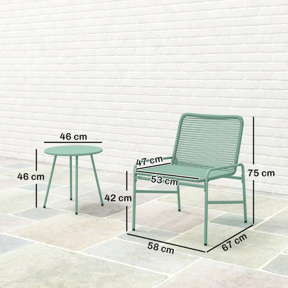 Outsunny 3 Piece Rattan Bistro Set, Outdoor Garden Furniture Set with 2 Chairs, Round Coffee Table for Patio, Balcony