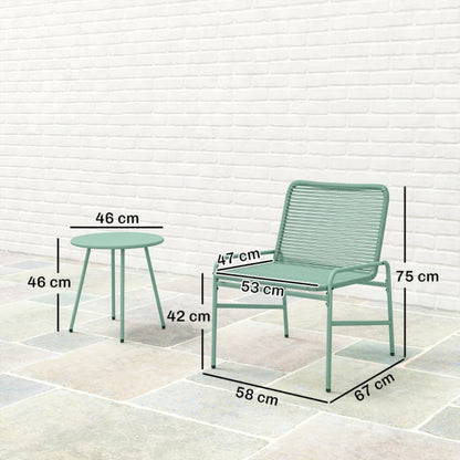 Outsunny 3 Piece Rattan Bistro Set, Outdoor Garden Furniture Set with 2 Chairs, Round Coffee Table for Patio, Balcony