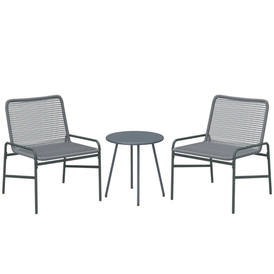 Outsunny 3 Piece Rattan Bistro Set, Outdoor Garden Furniture Set with 2 Chairs, Round Coffee Table for Patio, Balcony