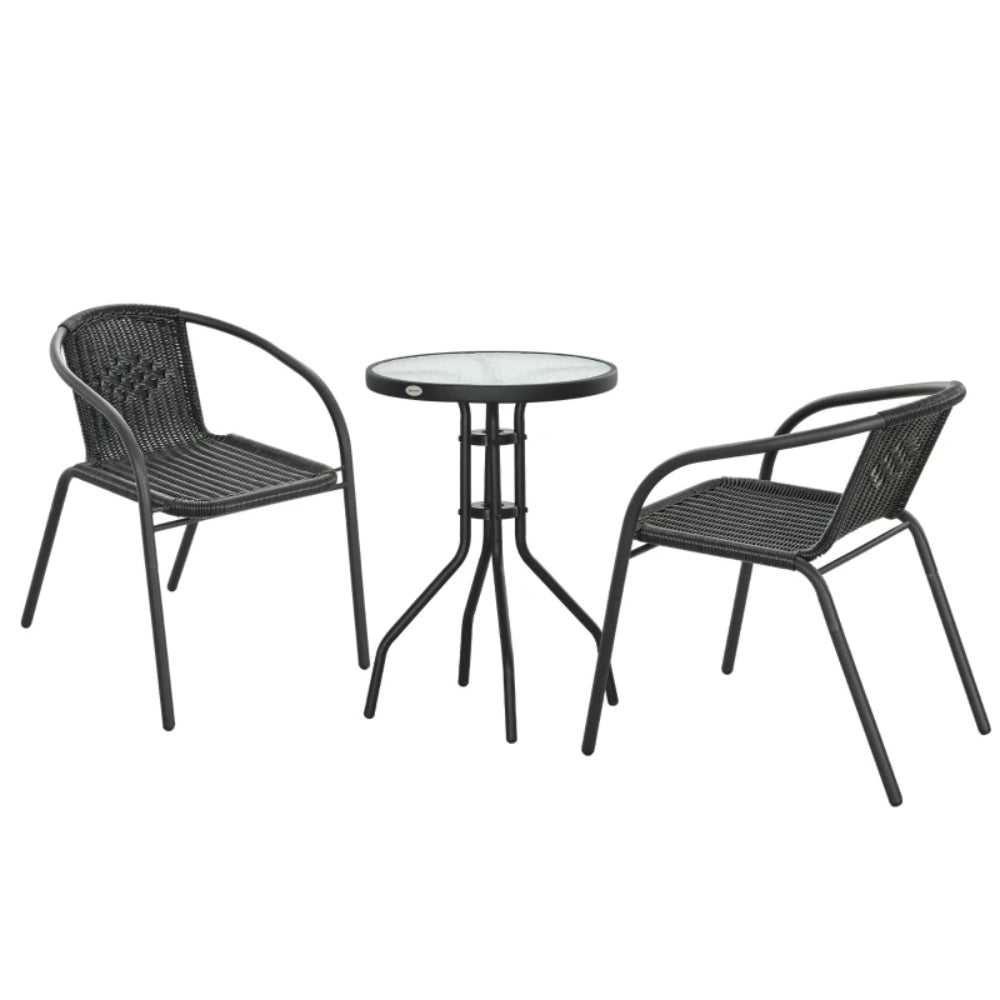 Outsunny 3 Pieces Rattan Bistro Set