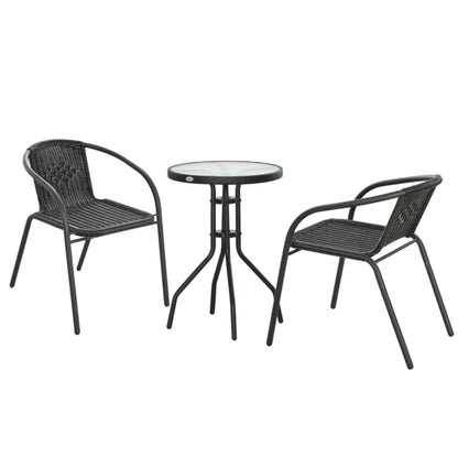 Outsunny 3 Pieces Rattan Bistro Set