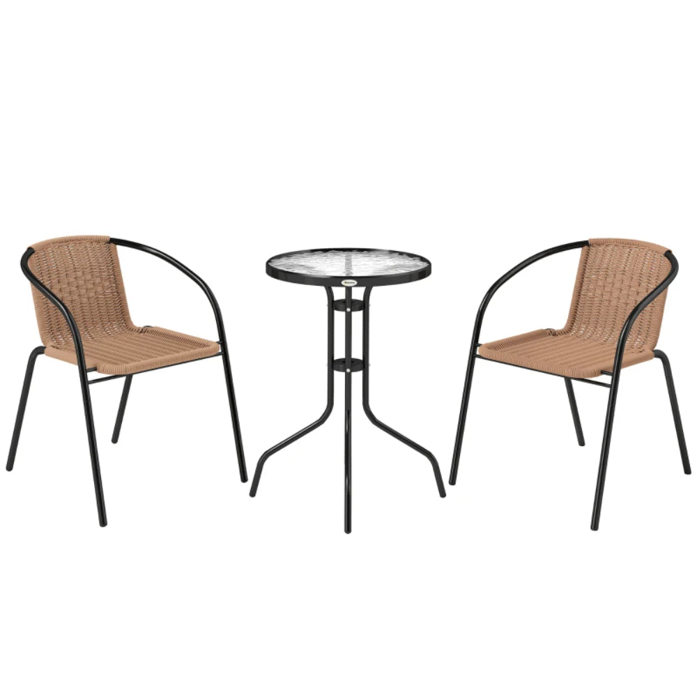 Outsunny 3 Pieces Rattan Bistro Set