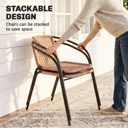 Outsunny 3 Pieces Rattan Bistro Set