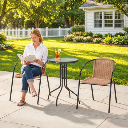 Outsunny 3 Pieces Rattan Bistro Set