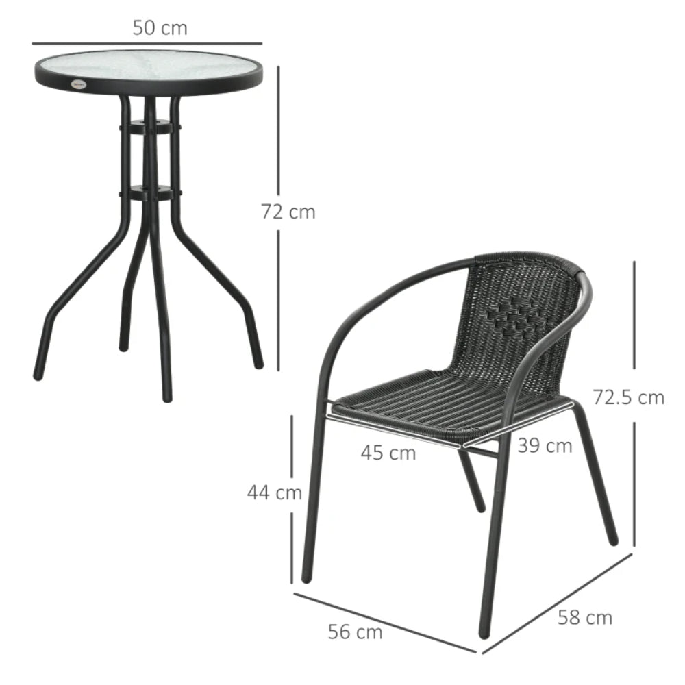 Outsunny 3 Pieces Rattan Bistro Set