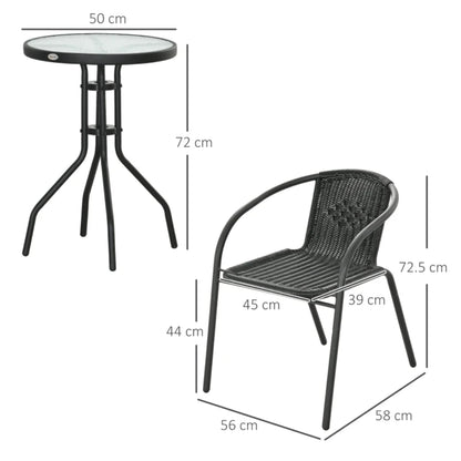 Outsunny 3 Pieces Rattan Bistro Set