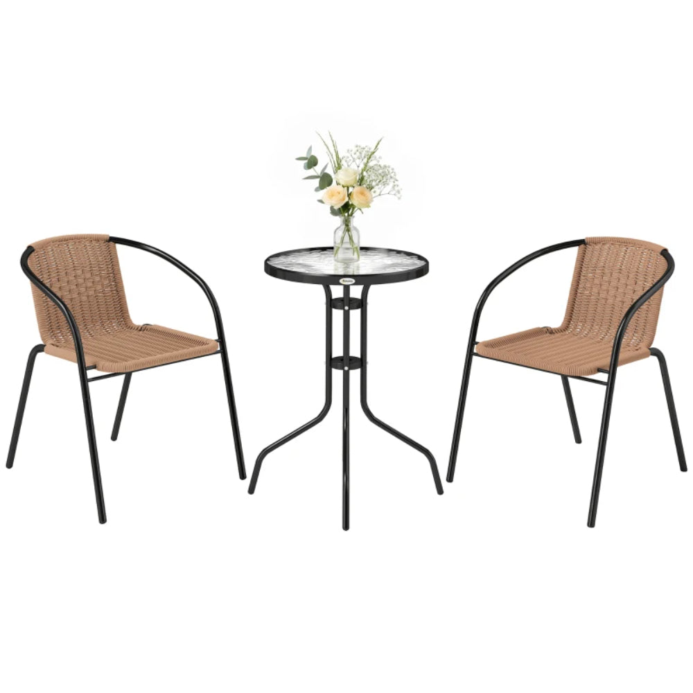 Outsunny 3 Pieces Rattan Bistro Set