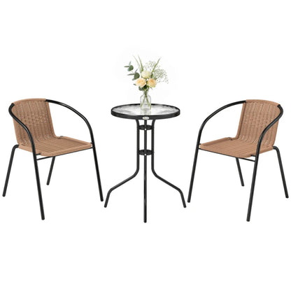 Outsunny 3 Pieces Rattan Bistro Set