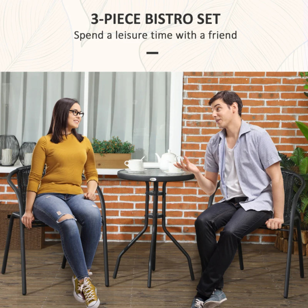 Outsunny 3 Pieces Rattan Bistro Set
