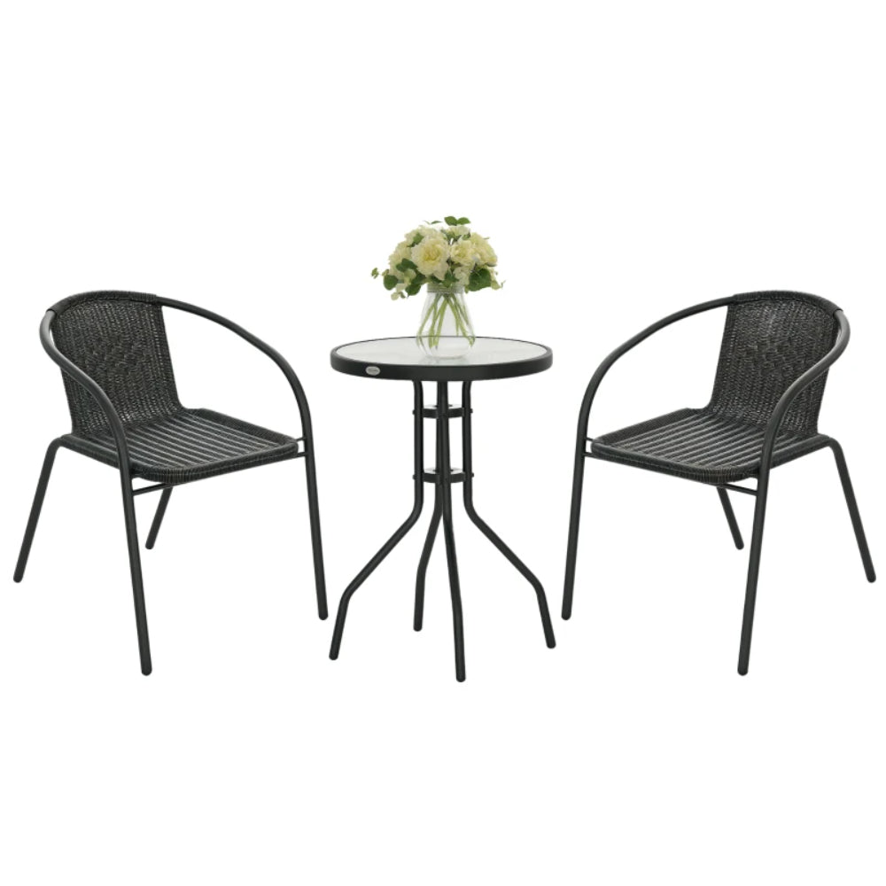 Outsunny 3 Pieces Rattan Bistro Set