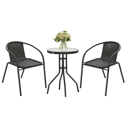 Outsunny 3 Pieces Rattan Bistro Set