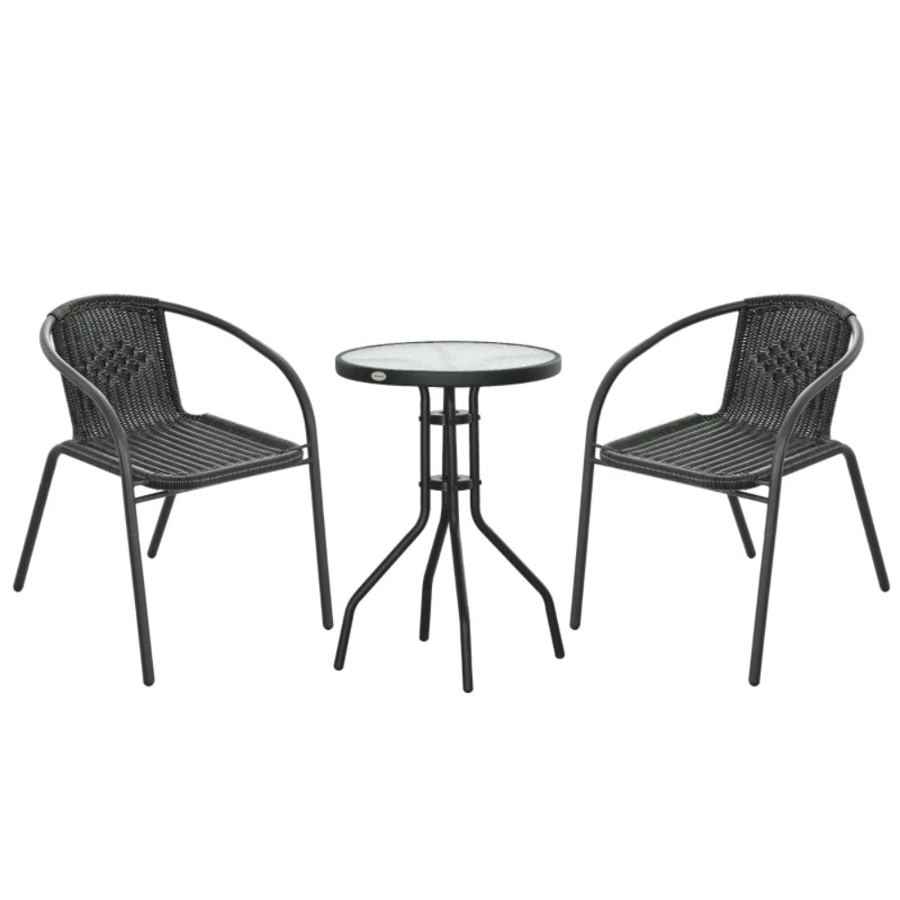 Outsunny 3 Pieces Rattan Bistro Set