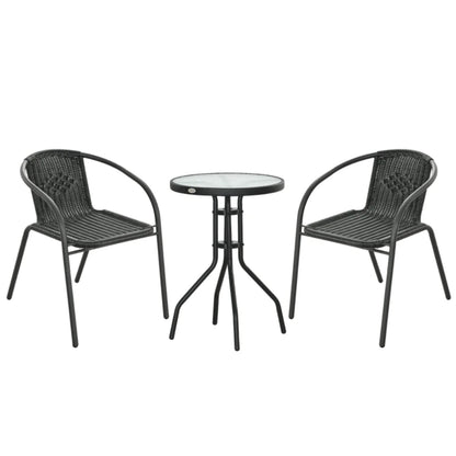 Outsunny 3 Pieces Rattan Bistro Set