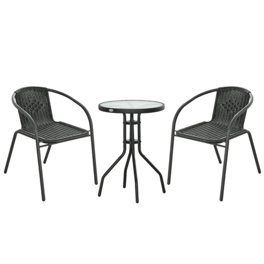 Outsunny 3 Pieces Rattan Bistro Set