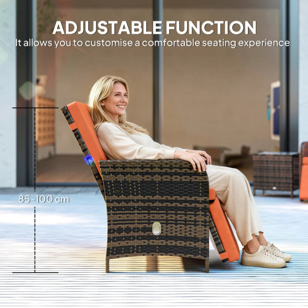 Outsunny 3 Pieces Rattan Bistro Set Balcony Furniture with Cushions, Storage Function