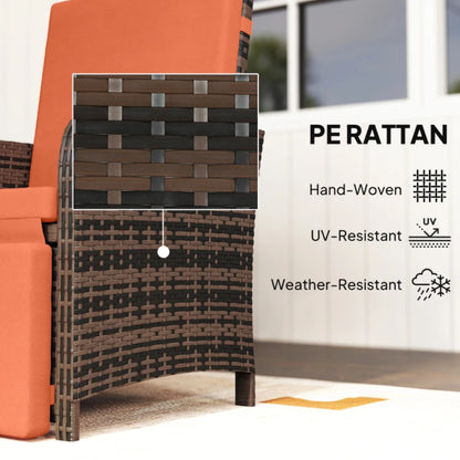 Outsunny 3 Pieces Rattan Bistro Set Balcony Furniture with Cushions, Storage Function