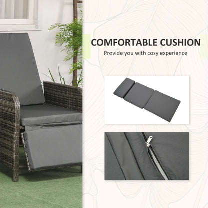Outsunny 3 Pieces Rattan Bistro Set Balcony Furniture with Cushions, Storage Function