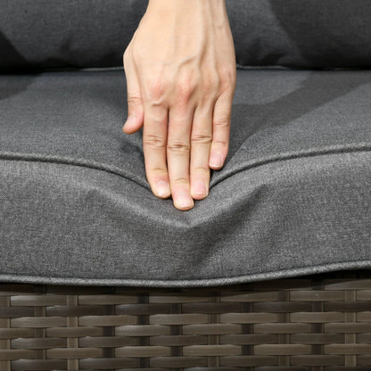 Outsunny 3 Pieces Rattan Bistro Set, Wicker Garden Furniture Set with Storage Coffee Table and Chairs, Thickened Cushions for Outdoor, Patio, Balcony, Grey