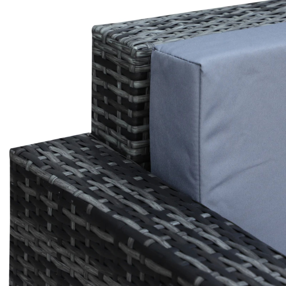 Outsunny 3 Seater All Weather Outdoor Sofa, Garden Rattan Sofa with Cushions and Mental Frame, Grey