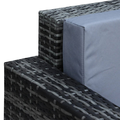 Outsunny 3 Seater All Weather Outdoor Sofa, Garden Rattan Sofa with Cushions and Mental Frame, Grey