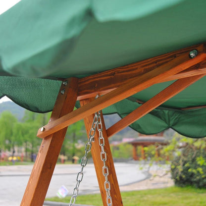Outsunny 3-Seater Pinewood Swing Chair-Green 8